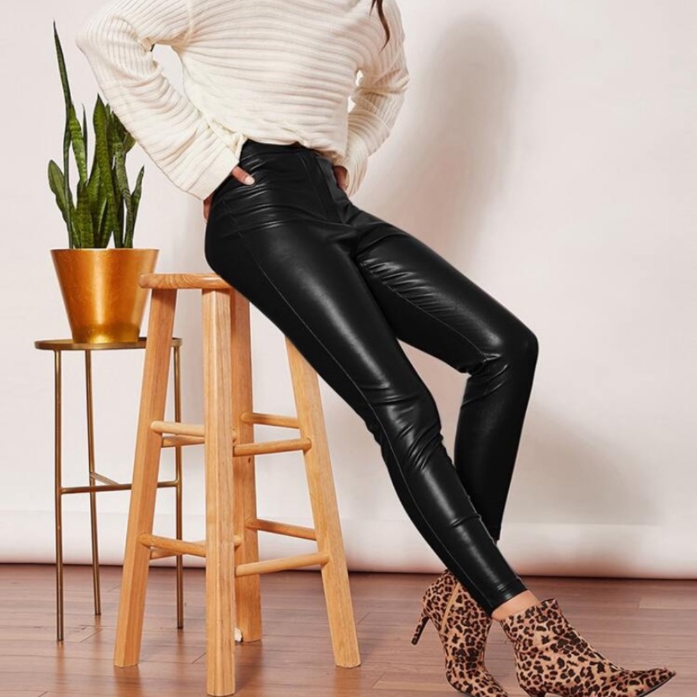 SHEIN High Rise Faux Leather Pants